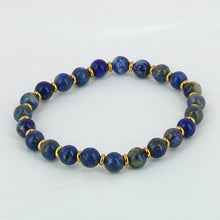 Charger l&#39;image dans la galerie, bracelet lapis lazuli avec separateurs dores
